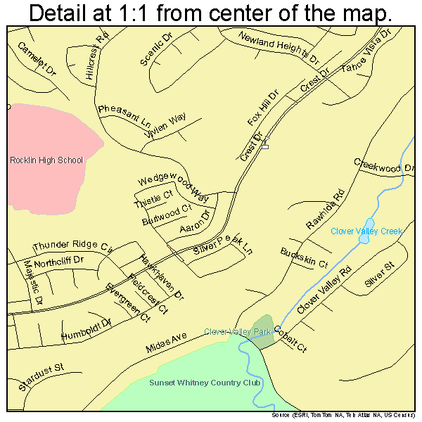 Rocklin, California road map detail