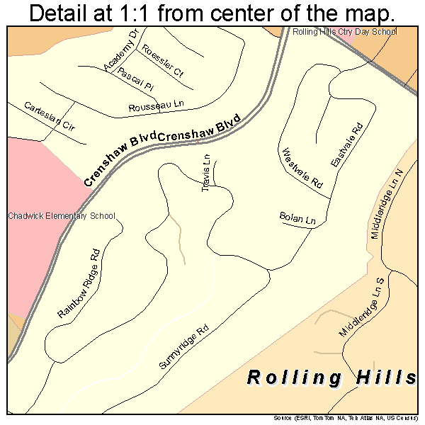 Rolling Hills Estates, California road map detail