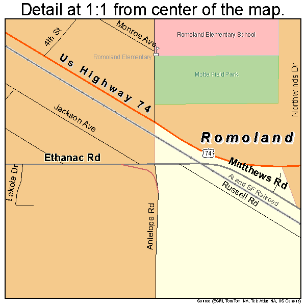 Romoland, California road map detail