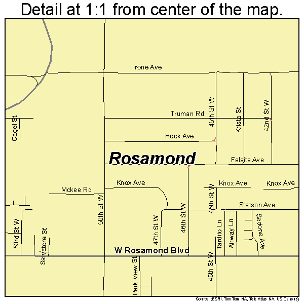 Rosamond, California road map detail