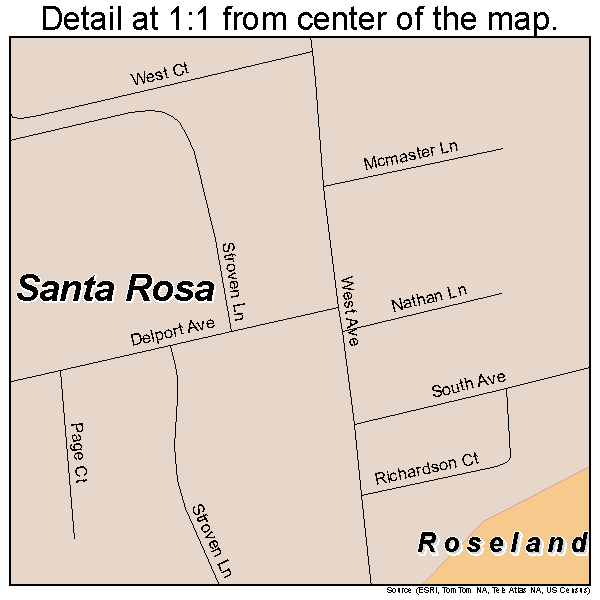 Roseland, California road map detail