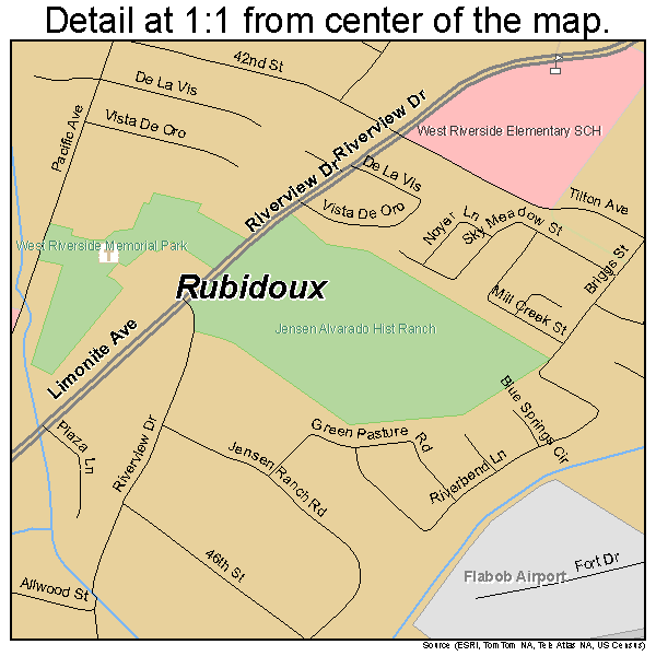 Rubidoux, California road map detail