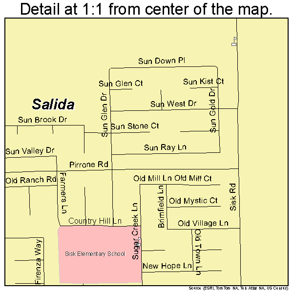 Salida, California road map detail