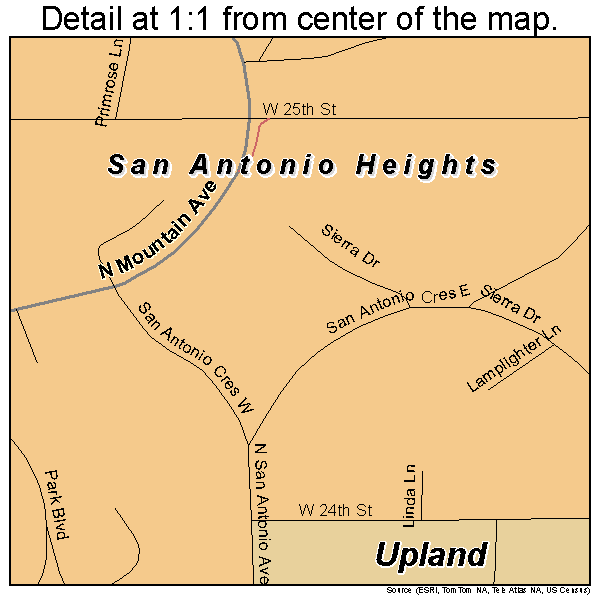 San Antonio Heights, California road map detail