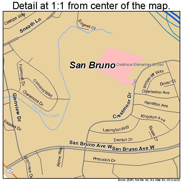 San Bruno, California road map detail