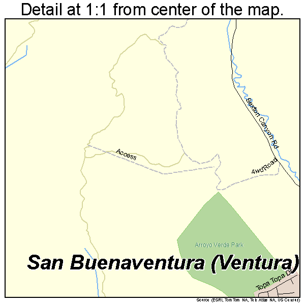 San Buenaventura (Ventura), California road map detail
