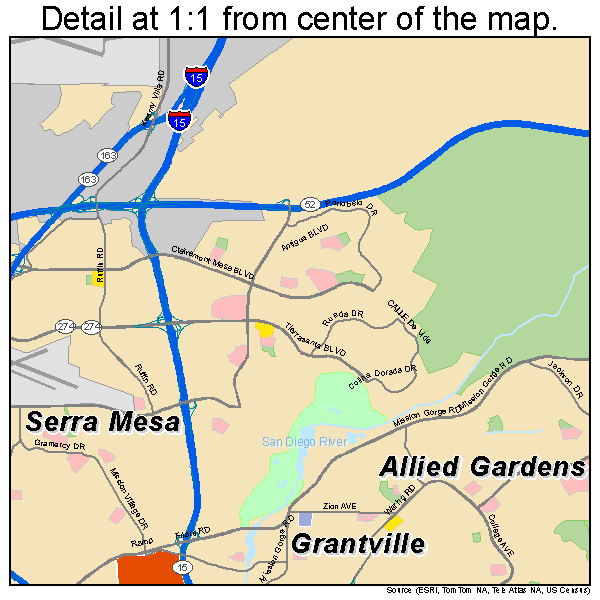 San Diego, California road map detail