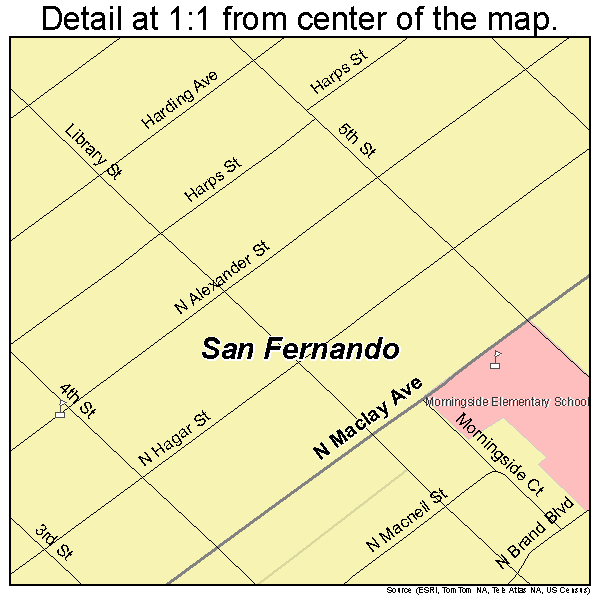 San Fernando, California road map detail