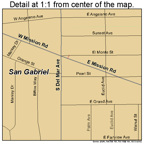 San Gabriel, California road map detail