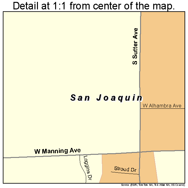 San Joaquin, California road map detail