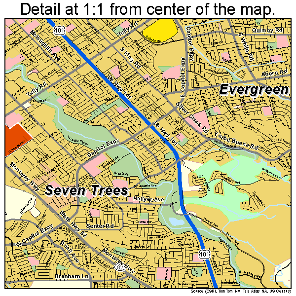 San Jose, California road map detail