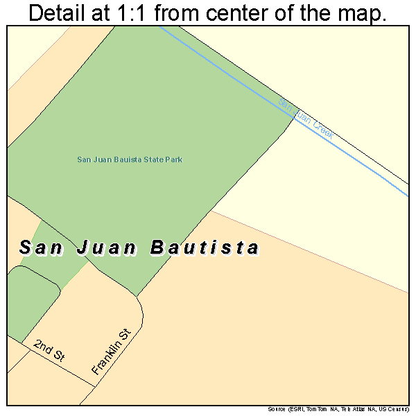 San Juan Bautista, California road map detail