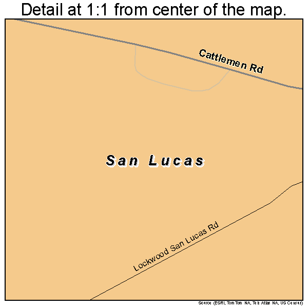 San Lucas, California road map detail