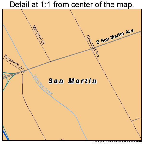 San Martin, California road map detail