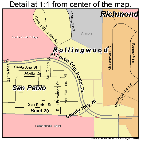 San Pablo, California road map detail