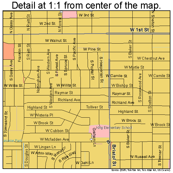 Santa Ana, California road map detail