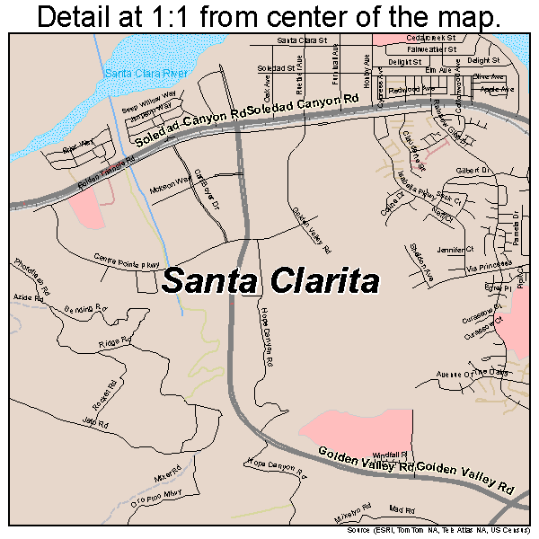 Santa Clarita, California road map detail