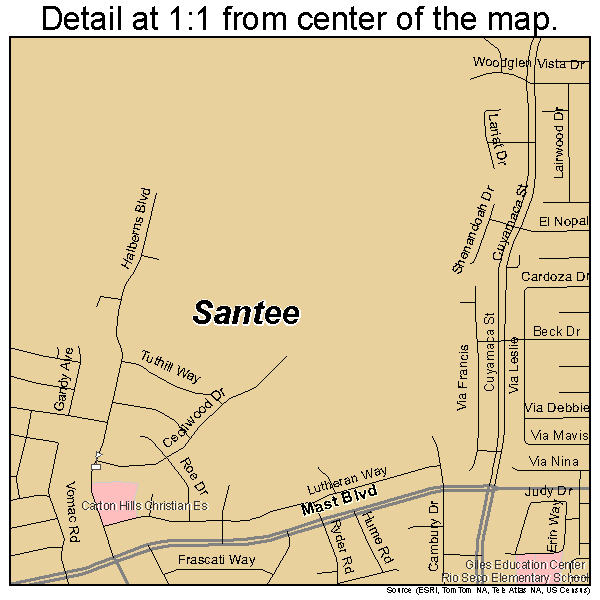 Santee California Street Map 0670224