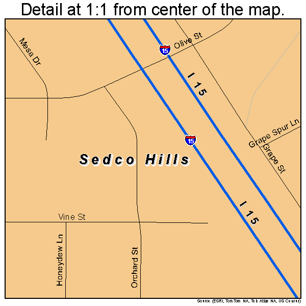Sedco Hills, California road map detail
