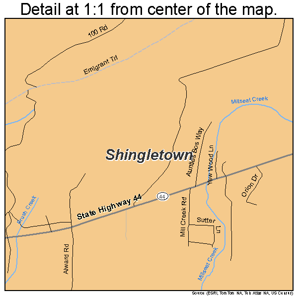 Shingletown, California road map detail