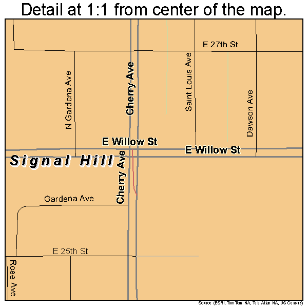 Signal Hill, California road map detail