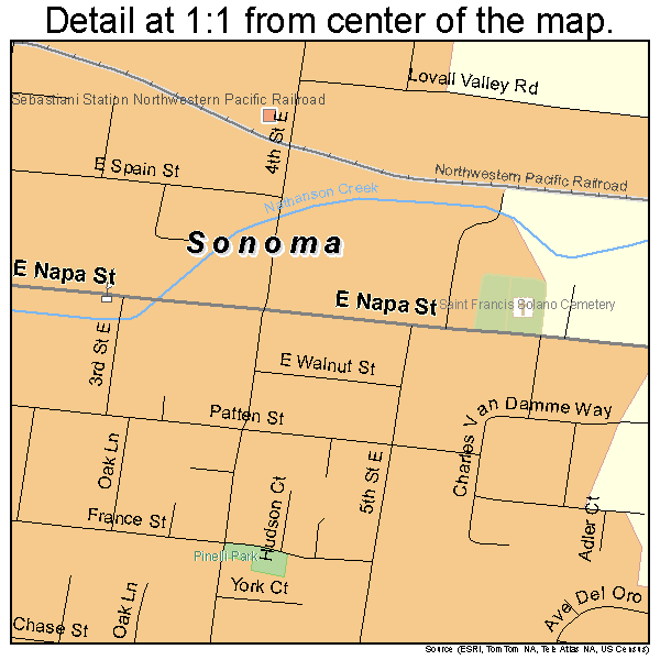 Sonoma, California road map detail