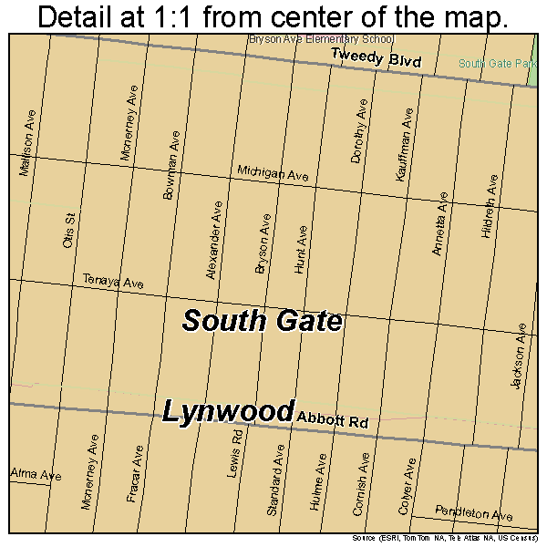 South Gate, California road map detail