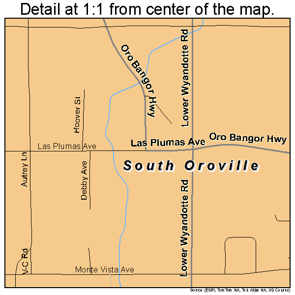 South Oroville, California road map detail