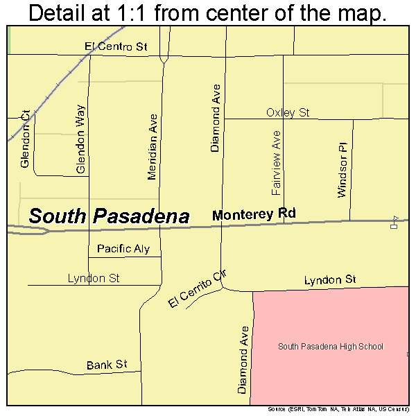 South Pasadena, California road map detail