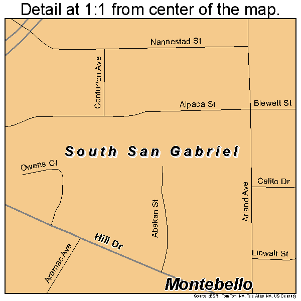 South San Gabriel, California road map detail