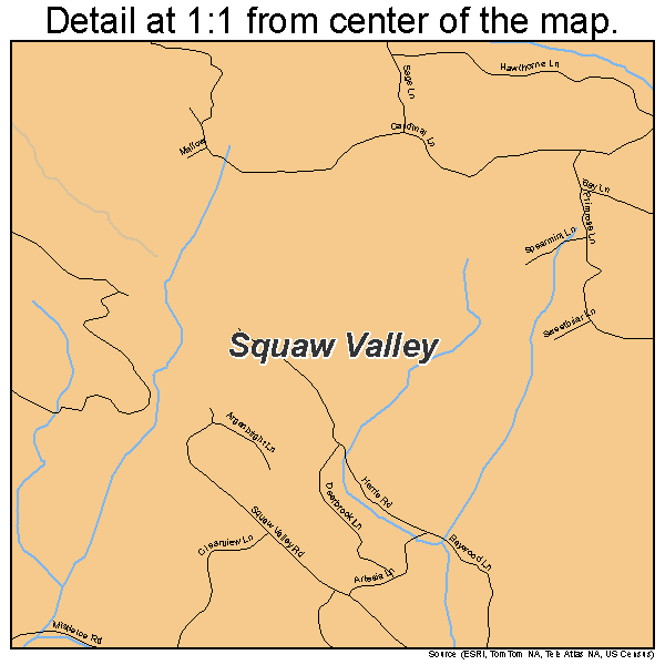Squaw Valley, California road map detail