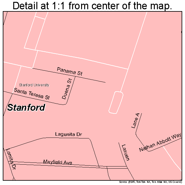 Stanford, California road map detail