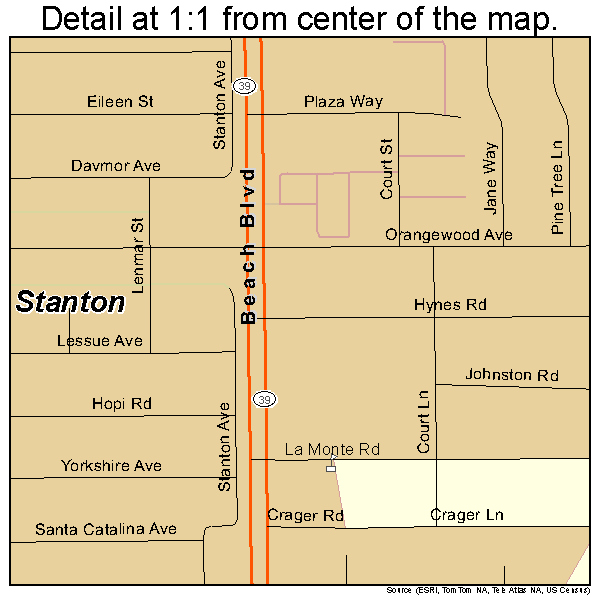 Stanton, California road map detail