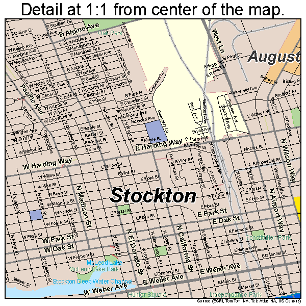 Stockton, California road map detail