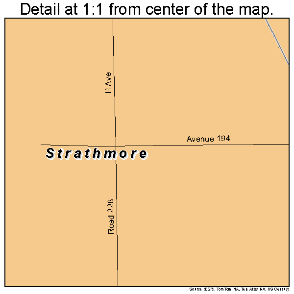 Strathmore, California road map detail
