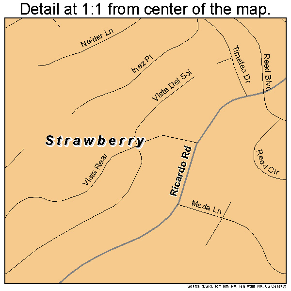 Strawberry, California road map detail