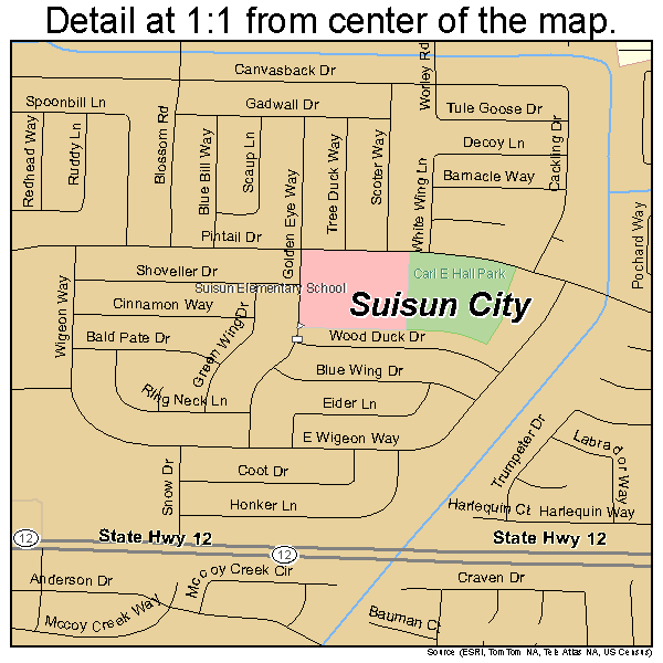 Suisun City, California road map detail