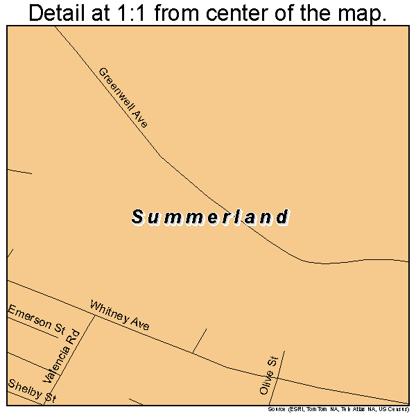 Summerland, California road map detail