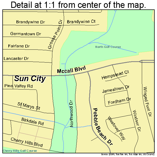 Sun City, California road map detail