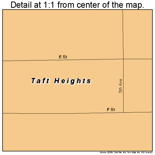 Taft Heights, California road map detail