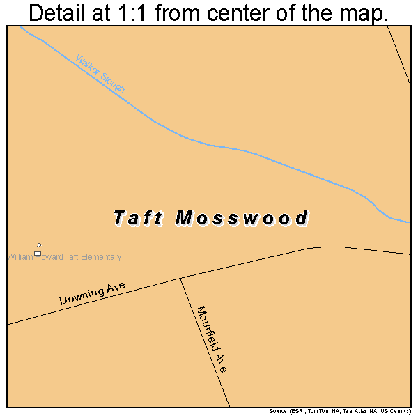 Taft Mosswood, California road map detail