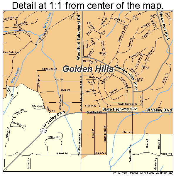 Tehachapi, California road map detail