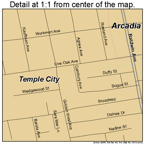 Temple City, California road map detail