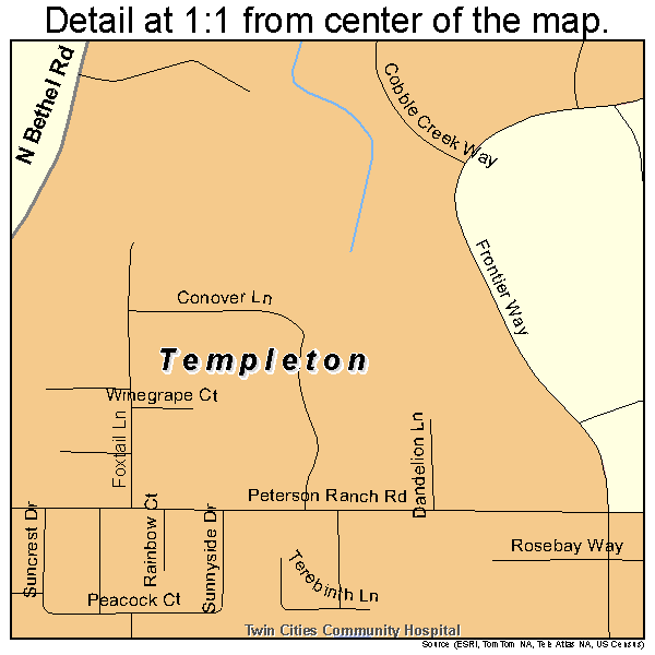 Templeton, California road map detail