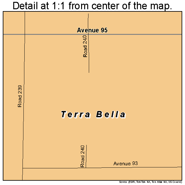 Terra Bella, California road map detail