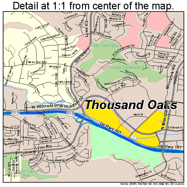 Thousand Oaks, California road map detail