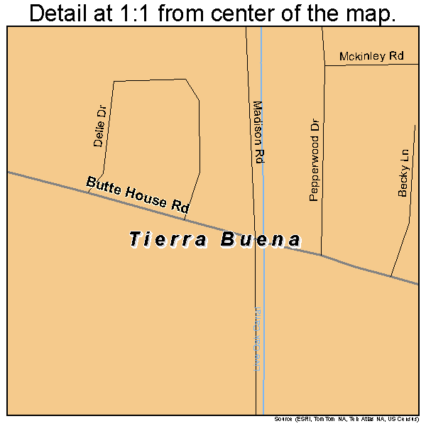 Tierra Buena, California road map detail