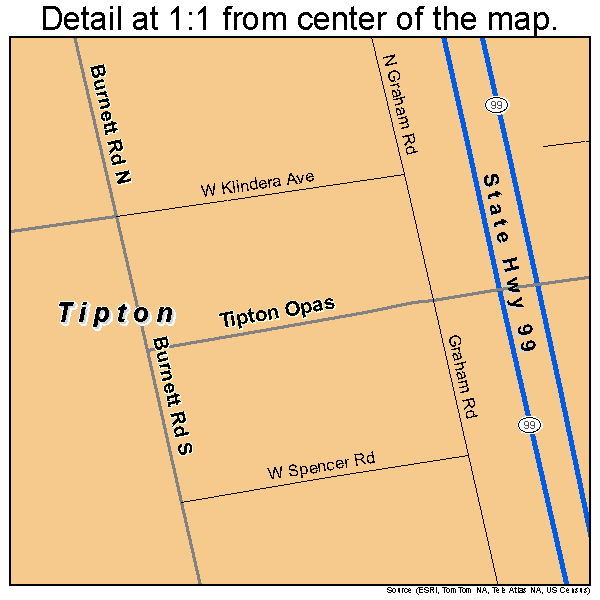 Tipton, California road map detail
