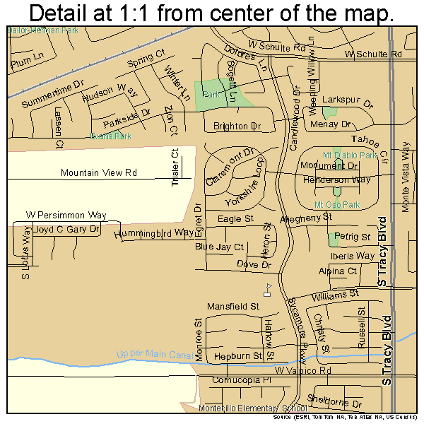 Tracy, California road map detail