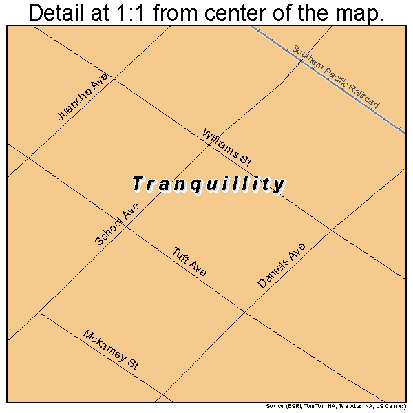 Tranquillity, California road map detail